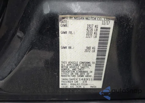 2018 Nissan Altima 2.5 Sl из США, поврежденный, VIN 1N4AL3AP0JC148955